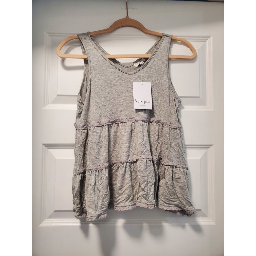 love, Fire Gray Tiered Ruffle Tank Top